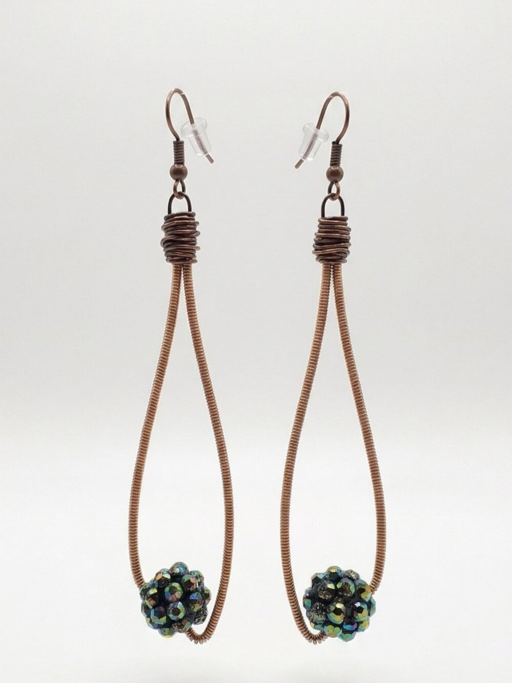 Handcrafted Iridescent Copper Teardrop Earrings - Picture 5 of 5